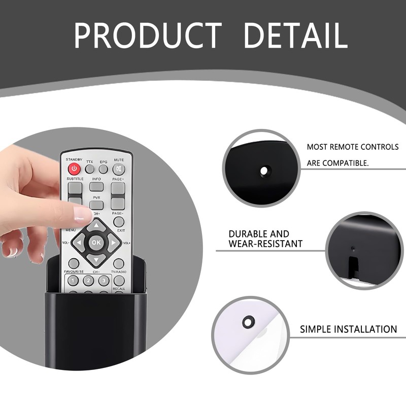 4 Pcs Wall Remote Control Holder, Black Remote Control Holder