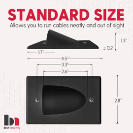 BestMounts - 2 Pack Outer Nose Behind Wall Cable Management TV Cord Hider for Wall Mounted TV - Single Gang Low Voltage Recessed Wall Plates Cable Pass Through for Wires, HDTV, HDMI