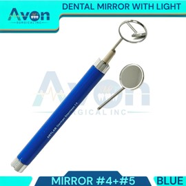 Dental Mirror with Light, Teeth Inspection LED Mirror, Anti-Fog Mouth Mirror #4 + #5, Dentist Oral Care Tool - 1 Each Blue Handle