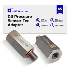 Cosmostar Stainless Steel 1/8" NPT Tee Oil Pressure Sensor Adapter – Heavy-Duty 304 SS Fitting for Oil Pressure Gauge, Turbo Supply Feed Line, & Pressure Switch