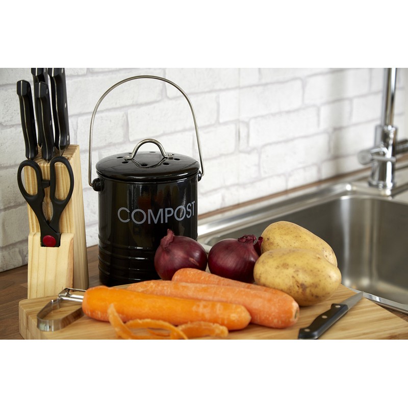 Premier Housewares Compost Bin with Handle - Black