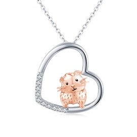 Guinea Pig Gifts for Women 925 Sterling Silver Guinea Pig Necklace Guinea Pig Pendant Guinea Pig Heart Necklace Guinea Pig Jewellery Gift for Women Birthday Valentine's Day
