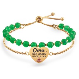 LParkin Grandma Bracelet, Double Beaded Bracelet for Grandma, Stainless Steel Bracelet, Best Grandma, Adjustable Bracelet, Gift for Grandma, Stainless Steel