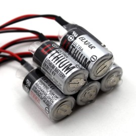 (5-Pack) 3.6V 1200mAh PLC Lithium Battery Compatible for Toshiba ER3V JZSP-BA01 R88A-BAT02W(2 Pin Black Connector)