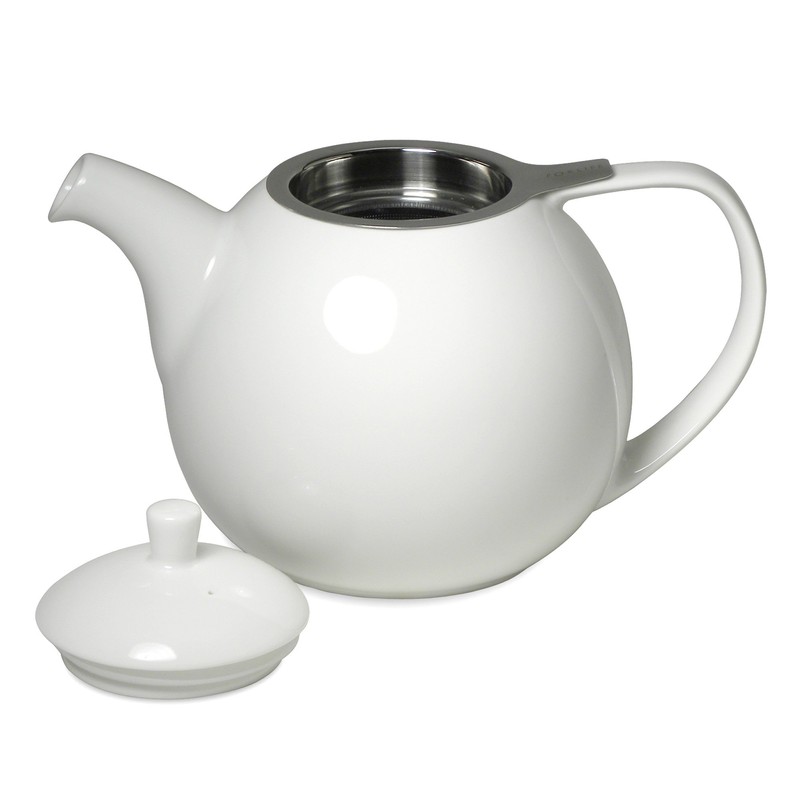 FORLIFE Curve Teapot with Infuser, 45-Ounce, White