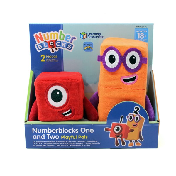 Learning Resources One and Two Playful Pals Numberblocks Plush Squishy Soft Tactile Toys for Toddlers Gifts for 18 mths 1 2 3 Year Old Kids Boys & Girls