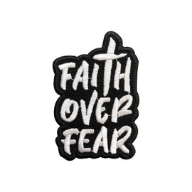 MEIYSTICK Faith Over Fear Embroidery Patches for Clothes Backpacks Hats Jean Bag, Cross Religious Size 3" Iron On Patch or Sew On Patches, Bible Verses Applique Embroidery Patches
