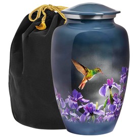 Trupoint Memorials - Urns for Human Ashes Adult Female, Burial Urns, Decorative Urns, Funeral Urns, Cremation Urns for Women and Men - Grey, Hummingbird, Large