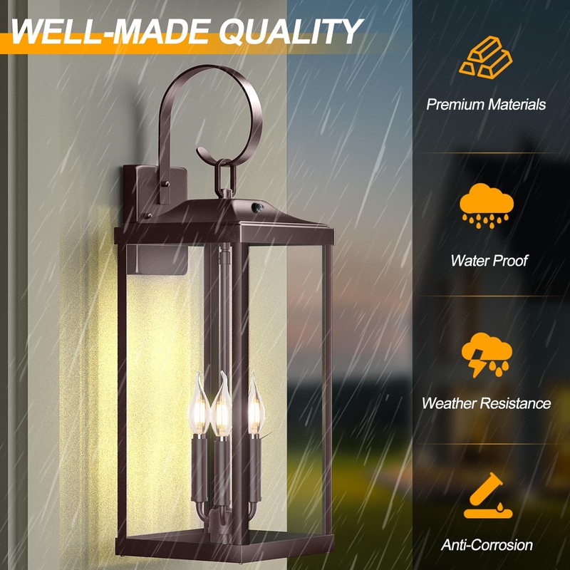 Yolsunes 24" Extra Large Dusk to Dawn Outdoor Wall Light,