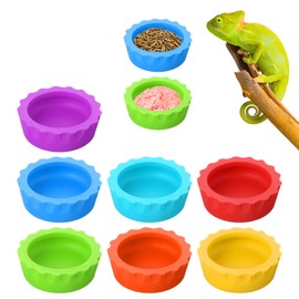 Guduling 7pcs Crested Gecko Food Dish,Silicone Crested Gecko Food and Water Bowl,Reptile Feeding Cups for Geckos,Tarantula, Isopods, Lizards, Small Pets, Silicone Easy Clean & 7 Colors