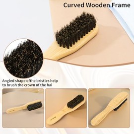 Cepillo de pelo liso de bambú, cerdas de jabalí alisando el cabello, antiencrespamiento, control de bordes, cepillo de bambú para todo tipo de peinado