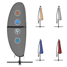 Patio Umbrella Cover, Sturdy 420D Oxford Waterproof Offset Banana Style Umbrella Cover with Zipper and Rod (Gray, Fits Cantilever Offset Umbrella 12-14 Feet DIA)