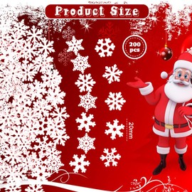 KBNIAN Pack of 200 Snowflakes Wooden Decoration Mini Snowflake Christmas Decoration Wooden Discs Scatter Decoration Wooden Snowflake Pendant for DIY Crafts Christmas