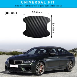 Ziciner 8 PCS Car Door Handle Sticker, Carbon Fiber Texture Auto Door Handle Protective Films, Anti-Scratches Door Side Handle Paint Guard, Universal Car Accessories (Black)