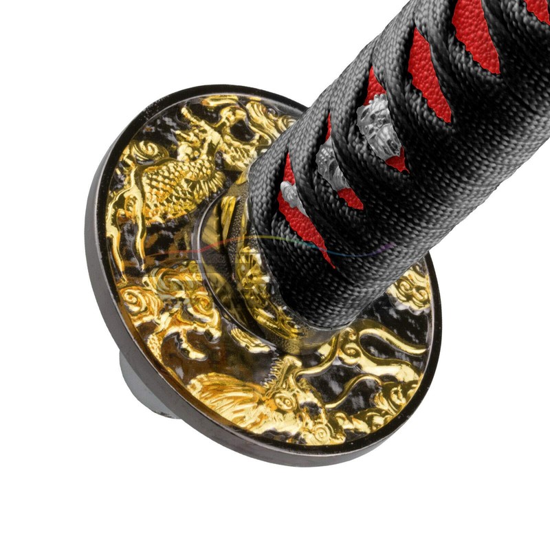 EZAUTO WRAP 20cm Black Red Shift Knob Samurai Sword Alloy