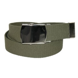 CTM® Big & Tall Cotton Adjustable Belt with Nickel Buckle, Olive