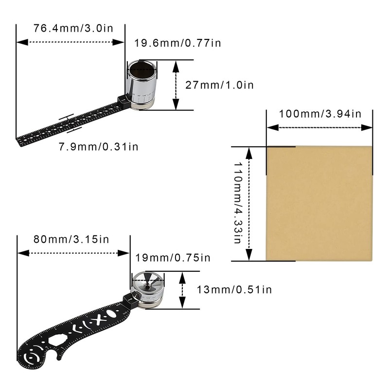 Multifunctional Drawing Tool, WJUAN Portable Drawing Ruler, Lightweight Durable Multi