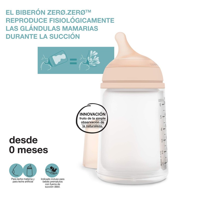 BIBERON ANTICOLICO 270ML FLU MEDIO "LACTANCIA ZERO" SUAVINEX