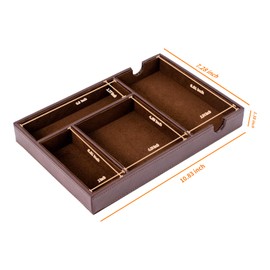 Leather Valet Tray for Men with PU Leather, Nightstand Bedside Organizer Trays &Dresser Top Organizer for Men, Dump Tray for Home, Wonderful Gifts for Business and Festival (Brown)