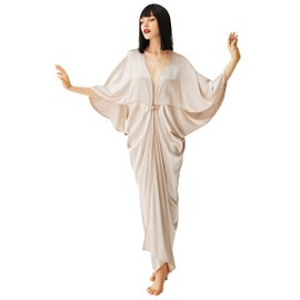 BABEYOND 1920s Satin Cocoon Gown - Hollywood Style Robe Great Gatsby Party Outfit Batwing Sleeves Art Deco Coat
