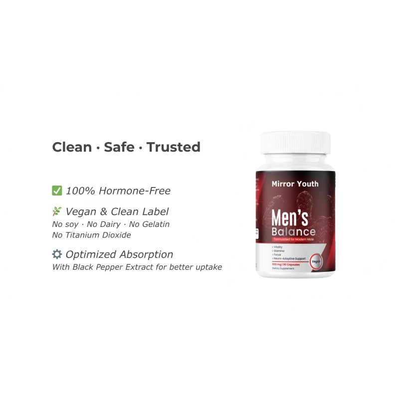 Mirror Youth Men's Balance Vegan Supplement | L-Citrulline Ashwagandha Cistanche