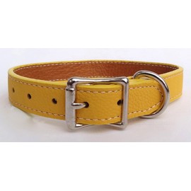 Luxury Italian Leather Tuscany Dog Collar - Yellow - 12