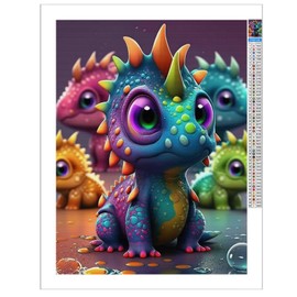 Dinosaur Diamond Painting Kits for Adults Beginners - Cartoon 5D Full Drill Round Diamond Art Kits Anime Dargon Diamond Dots Paintings with Diamonds Gem Art Picture Crafts Home Decor 8x12 inch