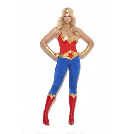 Elegant Moments Sexy Super Hero Costume, Red/Blue, Medium