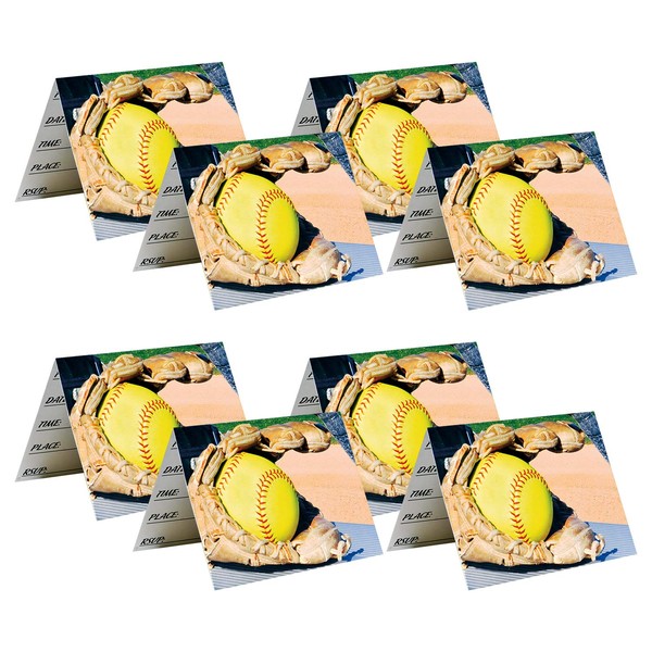Softball Party Invitations and Envelopes (8 Pack) Girl's Fastpitch Softball Extra Innings Party Collection by Havercamp,Multicolor,One Size