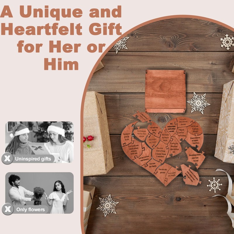 Romantic Gift Heart Wooden Assembled - Couple Gift for Valentines,