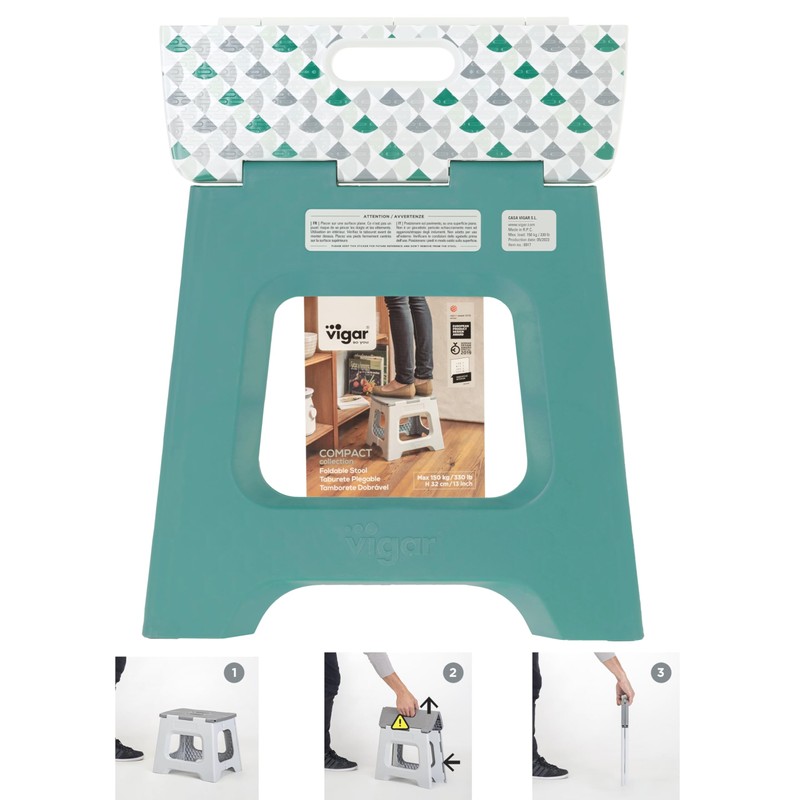 Vigar Compact Step Stool Foldable, 12-1/2-inch Step Stools for Adults
