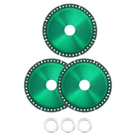 sourcing map 3pcs 4.5" Diamond Saw Blade, 7/8" (22mm) Arbor Cut Off Wheels, Diamond Cutting Disc Multifunction Tile Concrete Ceramic Marble Blade with 5/8" Washer for Angle Grinder, Green