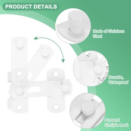 M METERXITY 2-Pack Flip Latch Gate Latches 1.97Inch Stainless Steel Gate Latches with Screws Safety Sliding Door Lock for Door/Window/Toilet/Fence/Drawer [White]