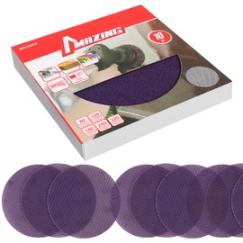 MAZING 9" Purple Ceramic Sanding Discs, 10 Packs Wet Dry Hook & Loop Backing Sandpaper Round 80 120 180 240 320 Mixed Grits for DA & Random Orbital Sanders, Automotive Wood Metal Polishing & Sanding