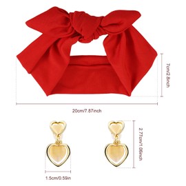 KINBOM Dolores Costume Accessories, Bow Headbands for Women and Heart Opal Clip On Earrings, Retro Headbands Dolores (Red)
