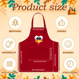 Cotwinter 4 Pcs Thanksgiving Turkey Aprons with Pockets 4 Colors Adjustable Neck Turkey Chef Apron Waterproof and Oil-proof for Men Women for Dinner Baking Grilling Fall Thanksgiving Party Supplies