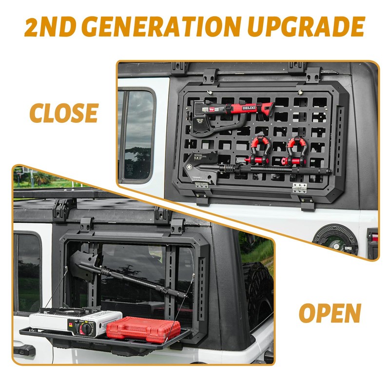 Multifunctional Rear Window Storage Table Molle Panel Kit for 2018-2024