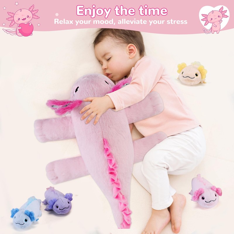 gnomantic 5 Pieces Axolotl Stuffed Animals with Babies Inside Belly