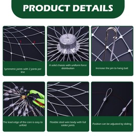 Crab Trap Automatic Opening & Closing Fish Trap Cage 20 Stainless Steel Wire Crab Net with Enlarged Pin Crabbing Equipment for Outdoor Freshwater Saltwater Net Fish