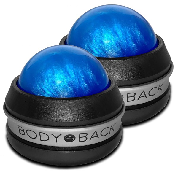Body Back Manual Massage Roller Ball, Roller Massager, Self Massager, Lacrosse Ball Massager, Back Massage Tool, Self Massage Ball for Sore Muscle & Joint Pain (2 Pack, Blue)