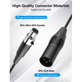 CERRXIAN Mini XLR Female to XLR Male Coiled Cable 3 Pin to 4 Pin Mini Microphone Cable for Microphones & Mixers 1.64FT
