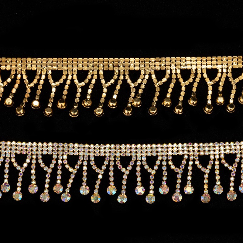 KAOYOO 1 Yard Tassel Crystal Rhinestone with Copper Beads Chain