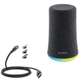 BoxWave Cable Compatible with Soundcore Flare Mini - MagnetoSnap PD AllCharge Cable (100W), Magnet Charging Braided USB Type-C Micro - Jet Black