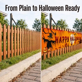 Happy Halloween Hanging Banner – 250cm Pumpkin and Bloody Handprint Decoration for Indoor and Outdoor Display