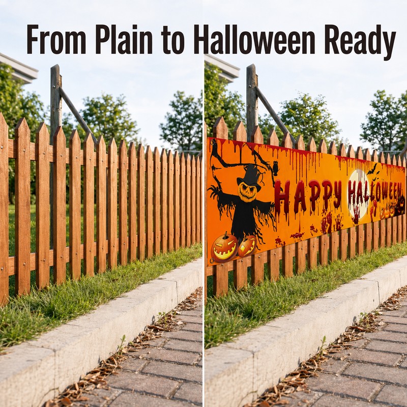 Happy Halloween Hanging Banner – 250cm Pumpkin and Bloody Handprint