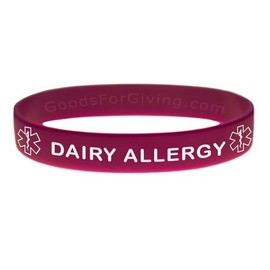Goods For Giving Dairy Allergy ID Bracelet Wristband - Purple - 8 Inches - Standard