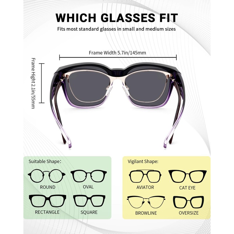 Meeloog Large Polarized Fit Over Glasses Sunglasses For Women Men,