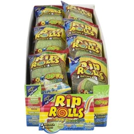 Rip Rolls Sour Rainbow Straps Roll Up Candy Lollies - 24 Packs