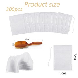 300Pcs Tea Bags Empty, Empty Tea Bags, Empty Tea Bags for Loose Tea, Tea Filter Bags, Disposable Tea Bags, Plastic Tea Shovel for Loose Tea and Coffee