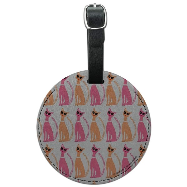 Retro Pretty Kitty Cats Pattern Round Leather Luggage Card Carry-On